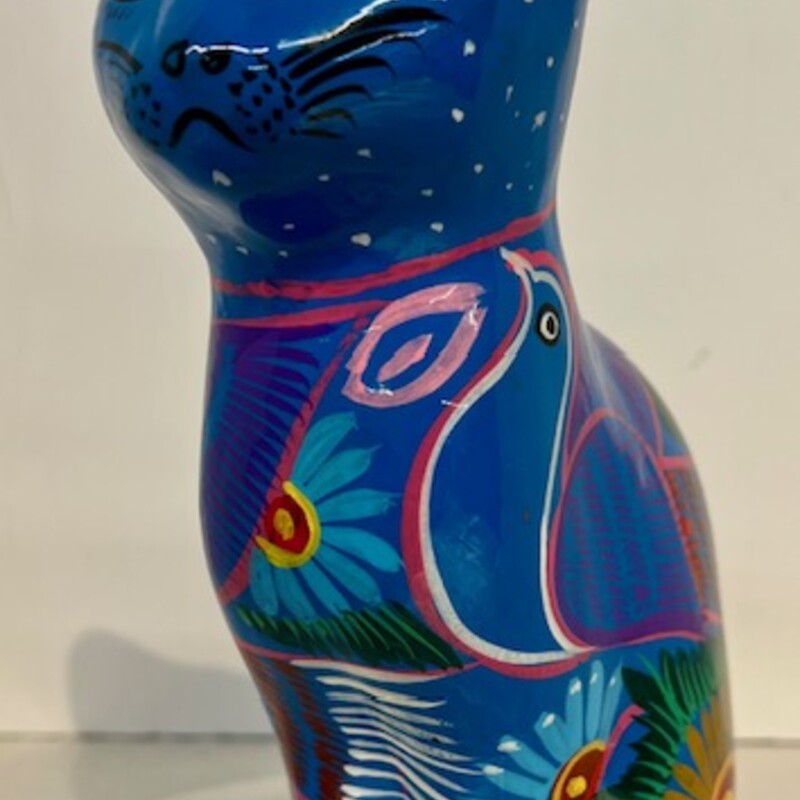 Folk Art Ceramic Cat
Blue Green Pink Size: 6 x 8H