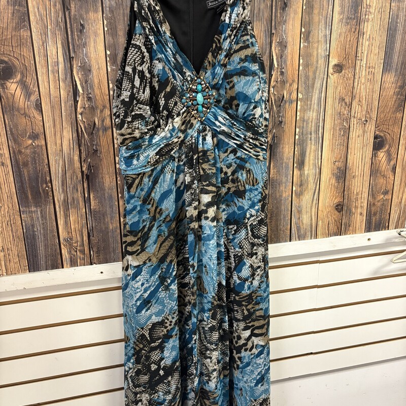 Teal/black Long Dress, Size: 14p