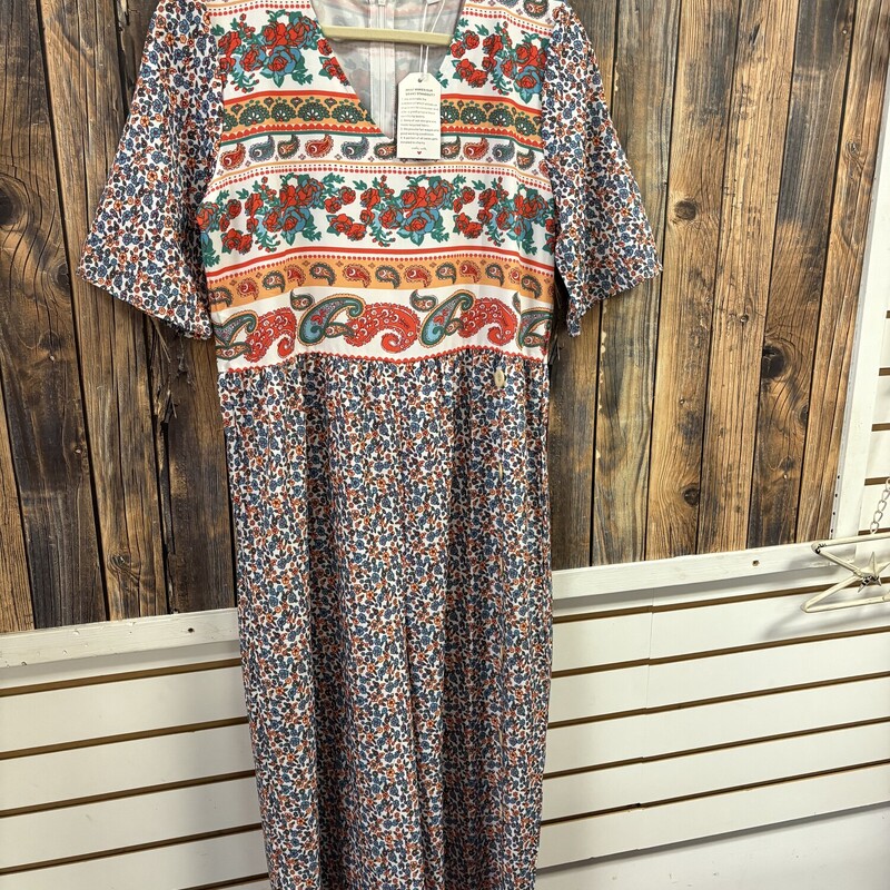 Peach/ Bue Long Dress, Size: Med