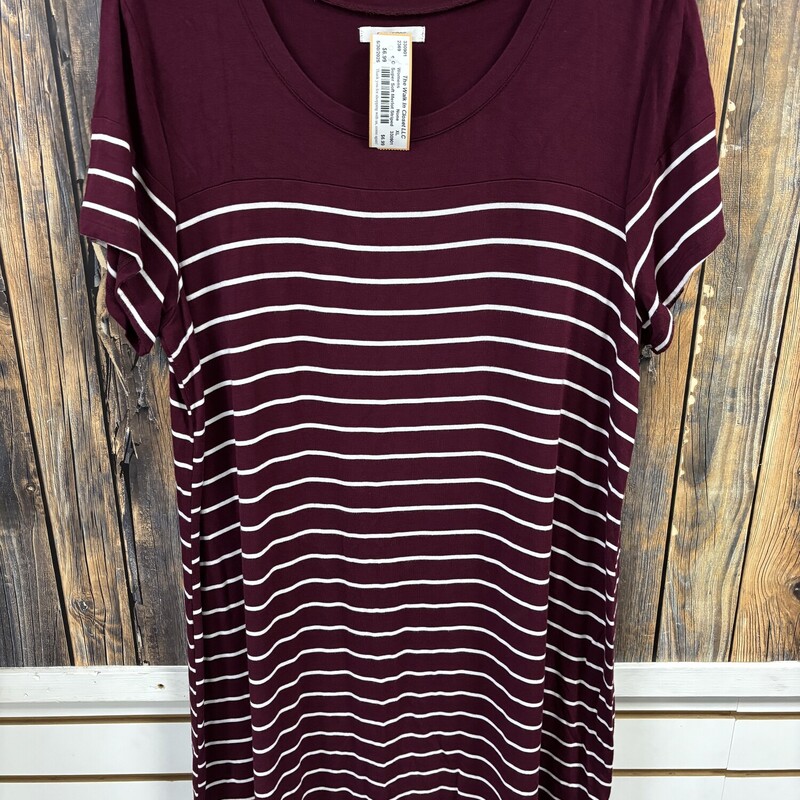 Super Soft Merlot Striped Dress, Size: XL