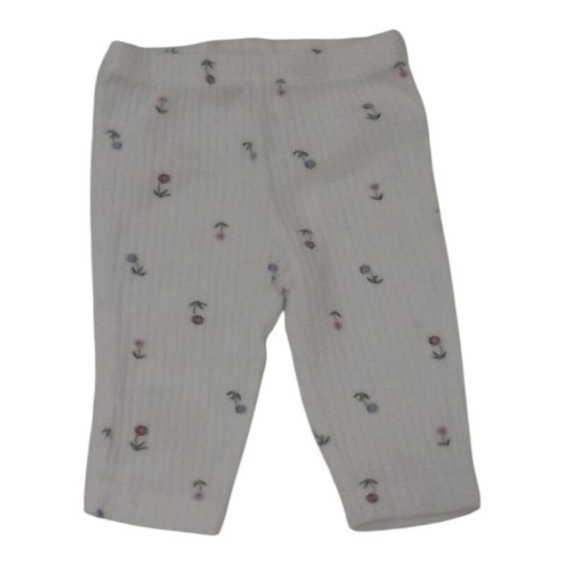 Pants: White Ribbed Flowe