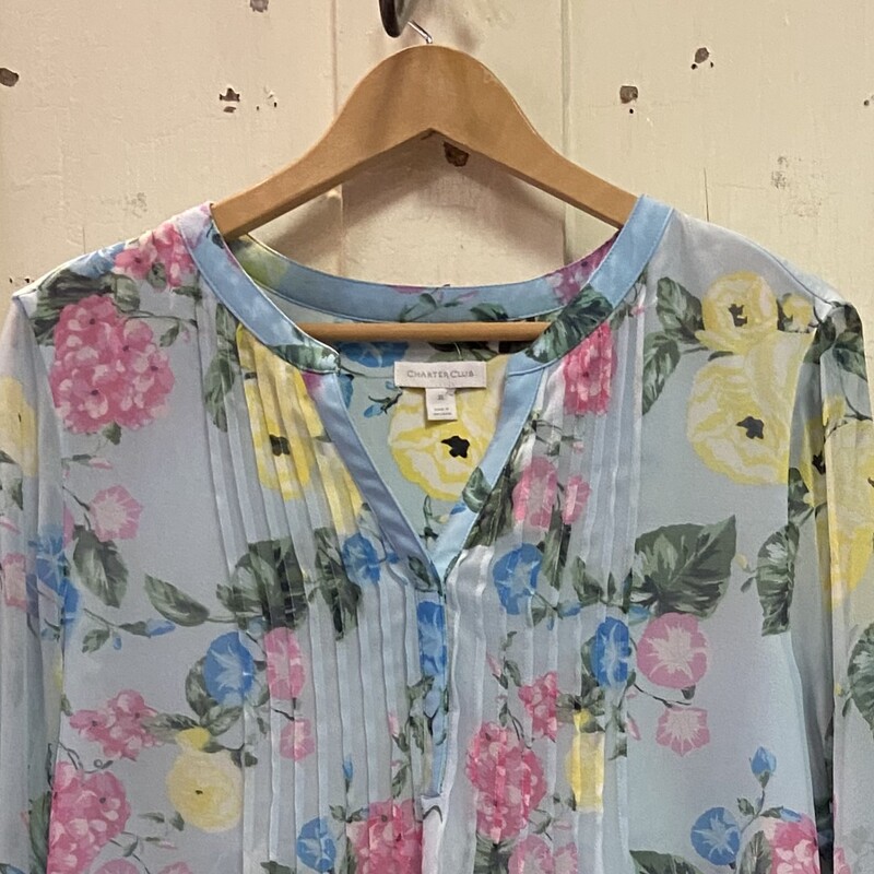 Lt Blu/P/Y Flrl Blouse