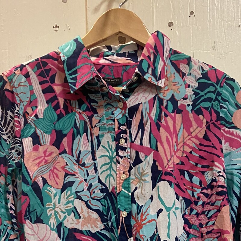 Teal/Fuc Leaf Bttn Shirt