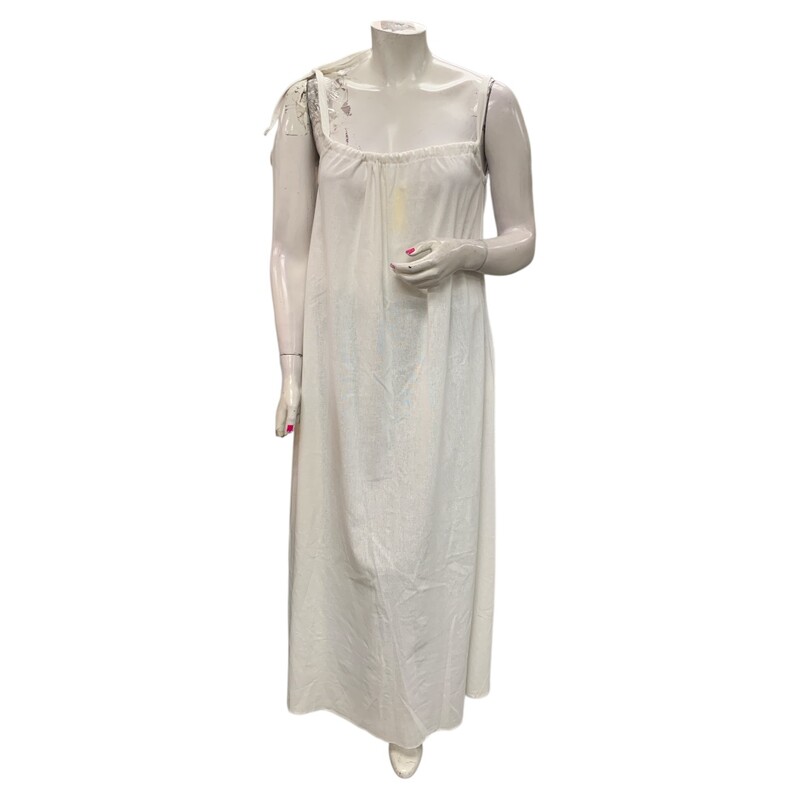 Linen Dress, White, Size: L