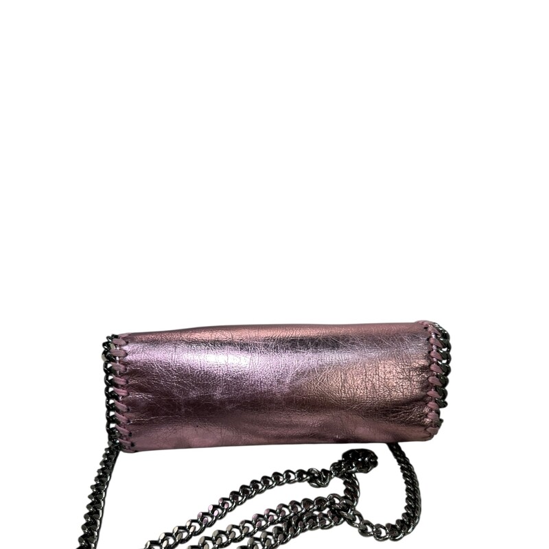 Stella McCartney Falabella Chrome Pink Tote<br />
<br />
Code: 391698 W70005<br />
<br />
Dimensions:<br />
Base length: 7 in<br />
Width: 2.5 in<br />
Height: 6 in<br />
Drop: 4.25 in<br />
Drop: 15.5 in<br />
<br />
In excellent condition.<br />
<br />
Comes with the original dust bag. No box.