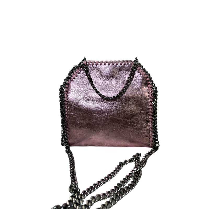 Stella McCartney Falabella Chrome Pink Tote<br />
<br />
Code: 391698 W70005<br />
<br />
Dimensions:<br />
Base length: 7 in<br />
Width: 2.5 in<br />
Height: 6 in<br />
Drop: 4.25 in<br />
Drop: 15.5 in<br />
<br />
In excellent condition.<br />
<br />
Comes with the original dust bag. No box.