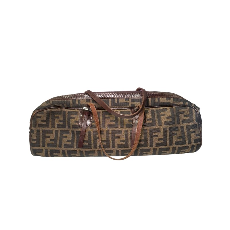 Fendi Zucca Bowling Buckle Bag<br />
<br />
Serial Code: 71-18560-0012<br />
<br />
Dimensions:<br />
Shoulder Strap Drop Max: 7.75<br />
Shoulder Strap Drop Min: 5<br />
Height: 5<br />
Width: 14.75<br />
Depth: 3.25<br />
<br />
In very good condition. Minor hardware scratches.<br />
<br />
Does not come with original dust bag or box.