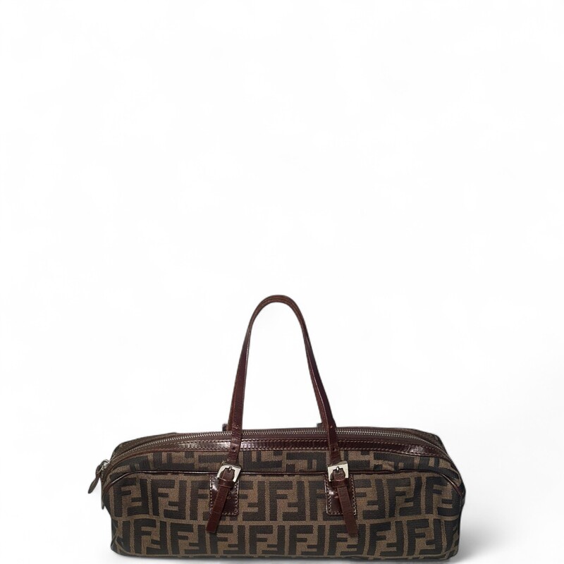Fendi Zucca Bowling Buckle Bag

Serial Code: 71-18560-0012

Dimensions:
Shoulder Strap Drop Max: 7.75
Shoulder Strap Drop Min: 5
Height: 5
Width: 14.75
Depth: 3.25

In very good condition. Minor hardware scratches.

Does not come with original dust bag or box.