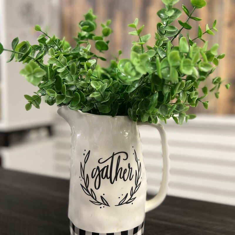 White Gather Jar W/ Green