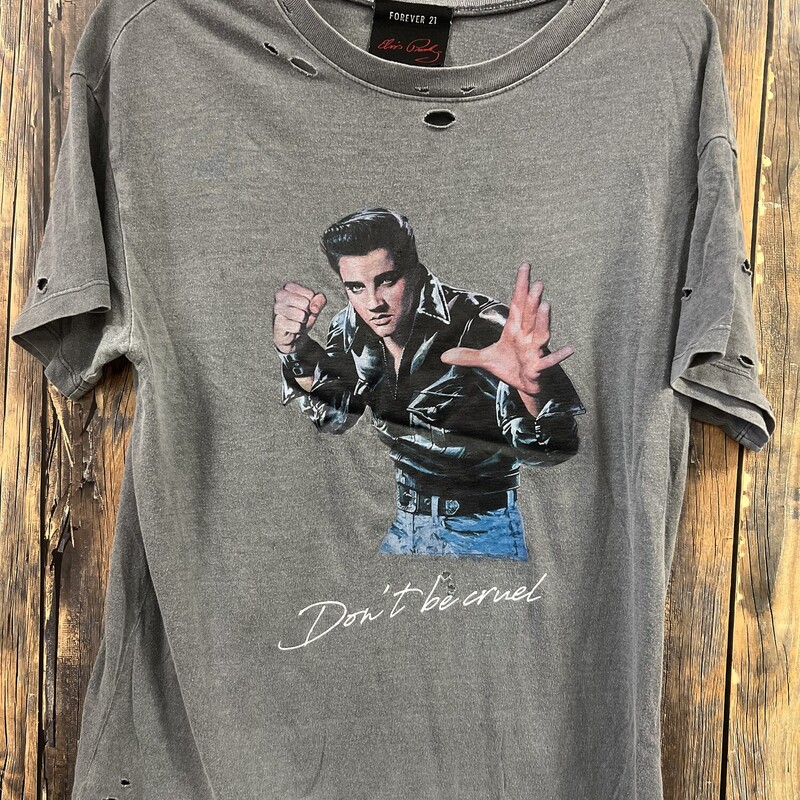 Grey Distressed Elvis Tee, Size: S