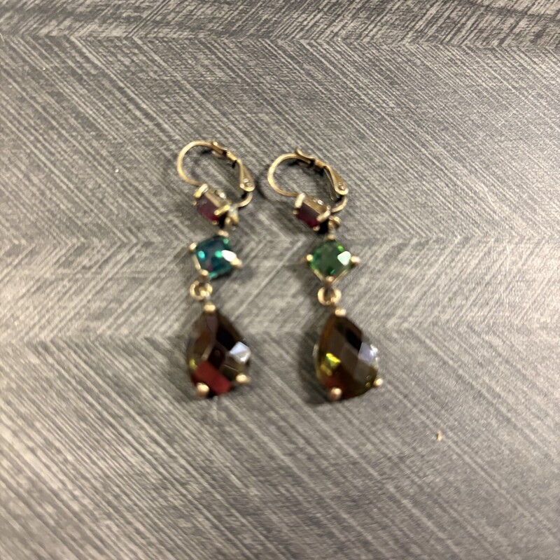 Avon Green & Red Stone Earrings