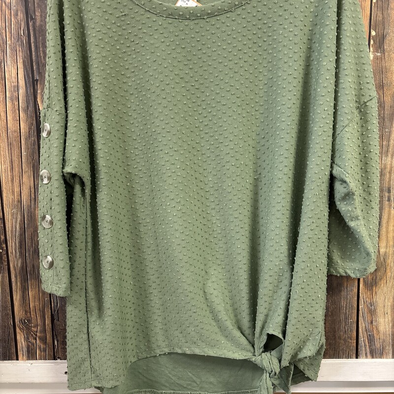 Green Button Sleeve Top, Size: L
