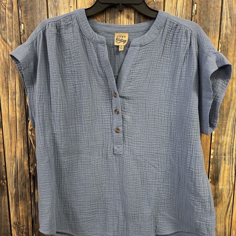 Blue Button Top