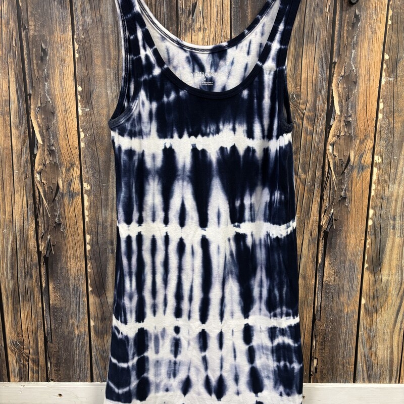 Blue White Tiedye Tank, Size: M