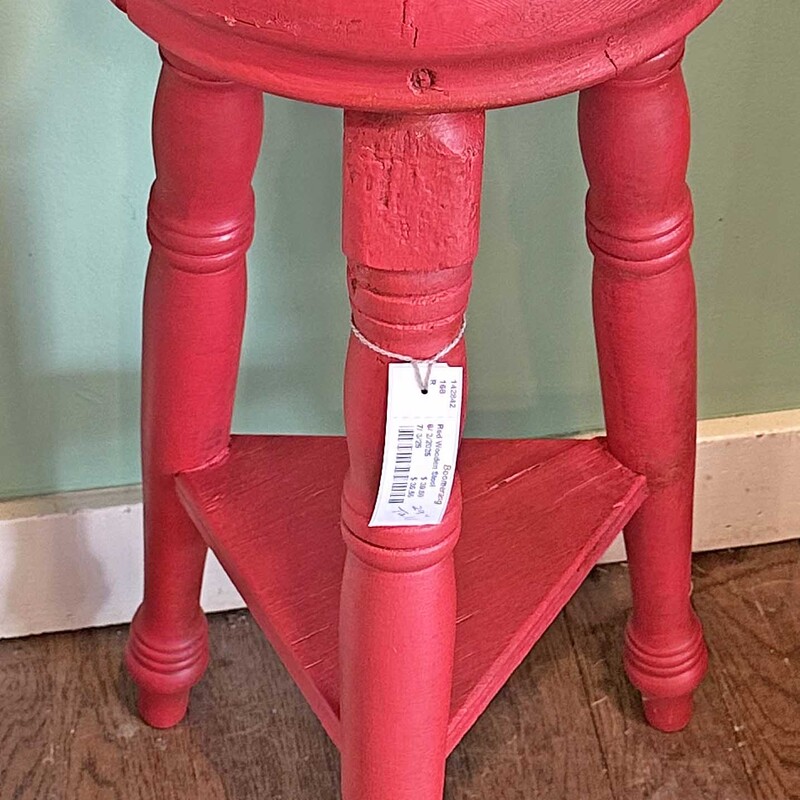 Red Wooden Stool