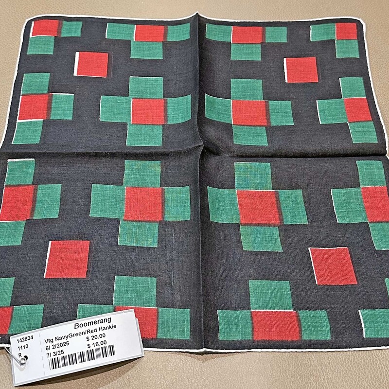 Vtg NavyGreen/Red Hankie