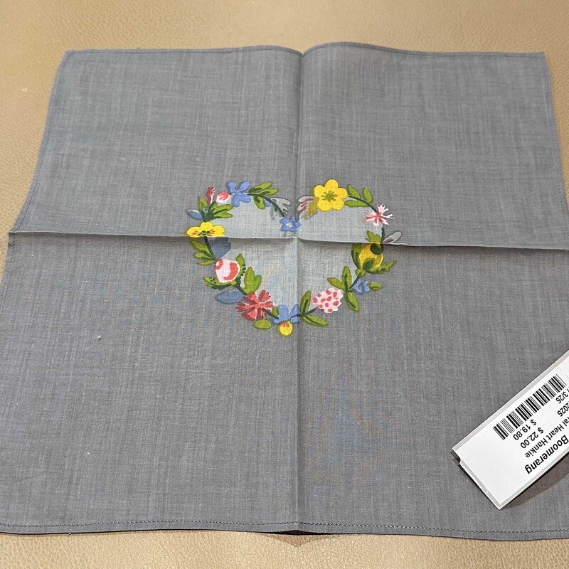 Vtg Floral Heart Hankie