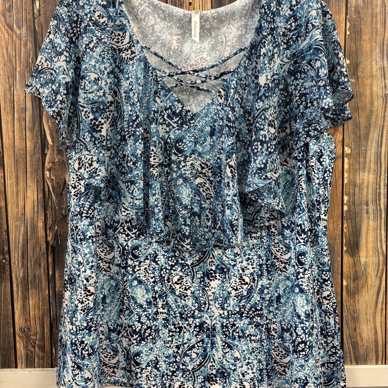 Blue White Cross Front Shirt, Size: XL