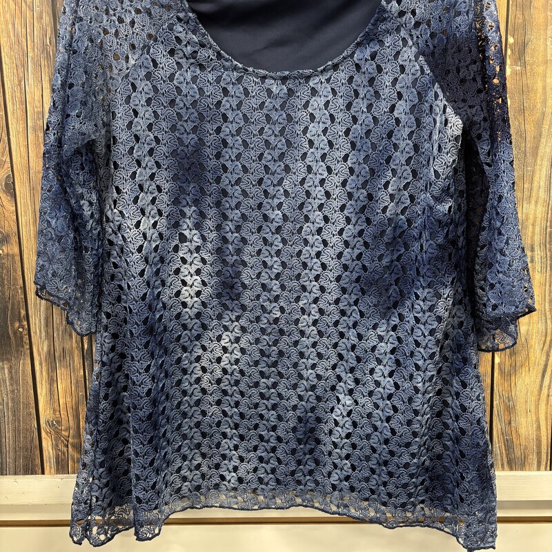 Blue Crochet Shirt, Size: L