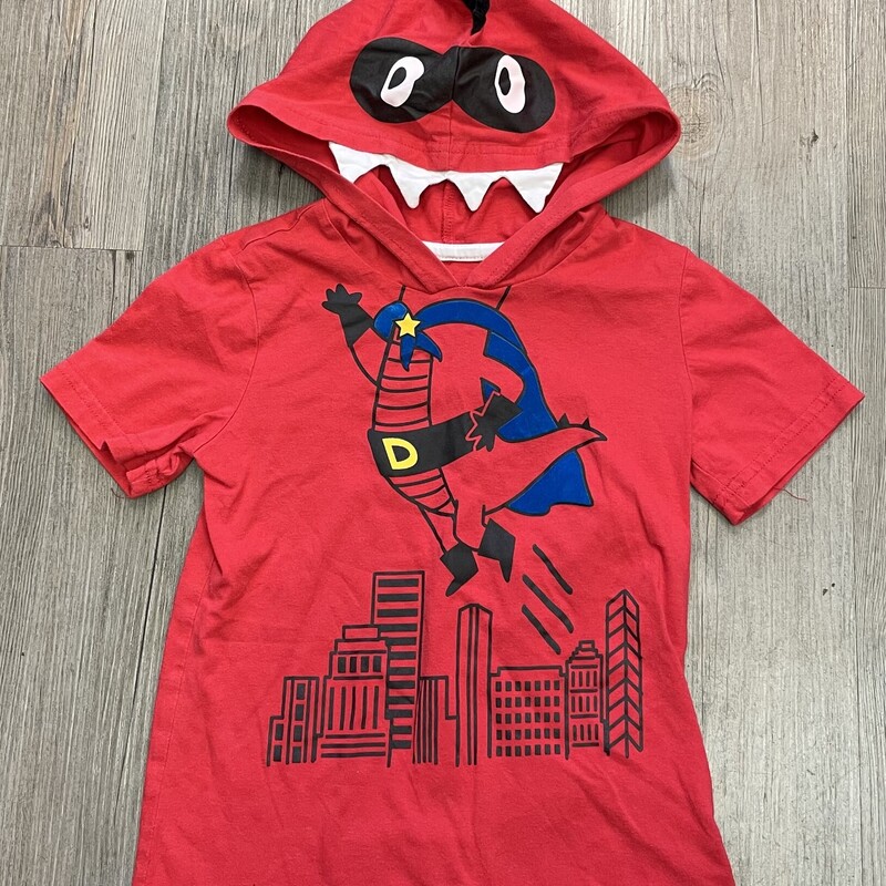 Hooded Dinosaur Tee, Red, Size: 6Y