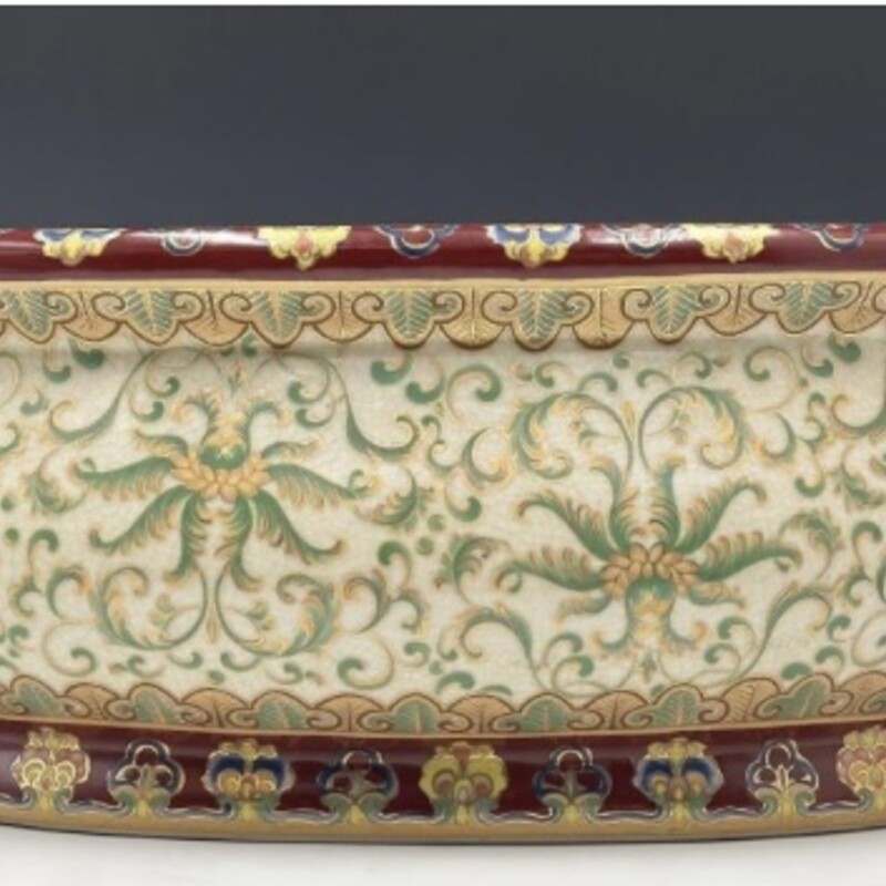 Oval Chinese Porcelain Bowl
Burgundy Cream Green Blue Yellow
Size: 20 x 12 x 7H