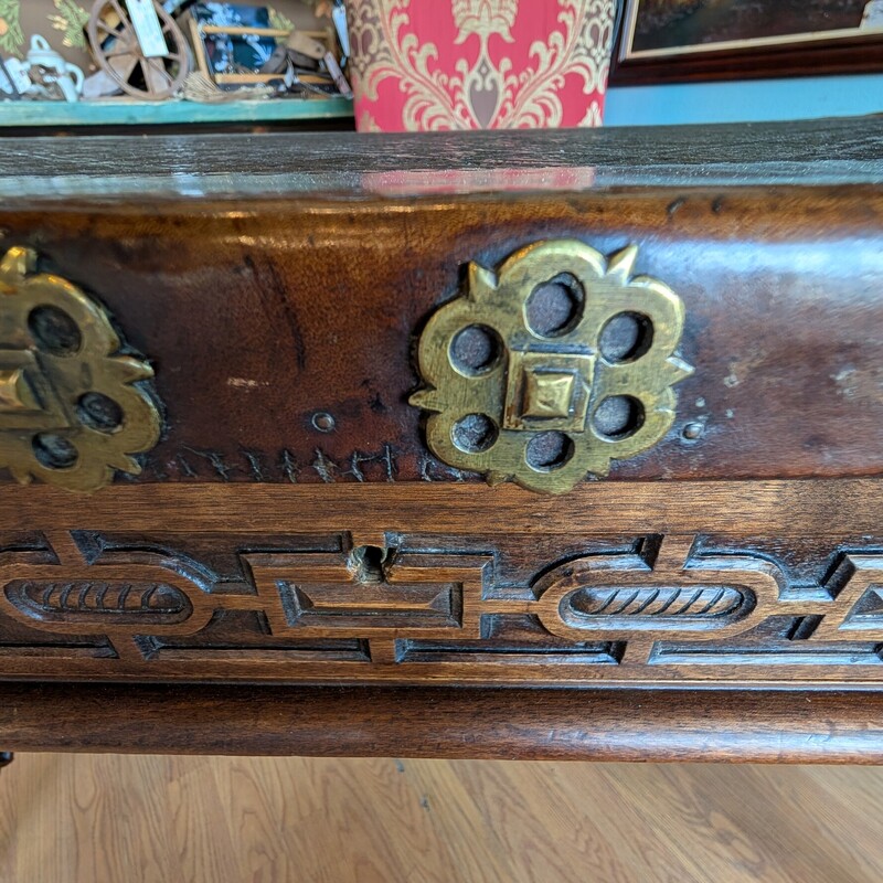 18th Cen Trestle Writing, Spanish, Leather
55w x 32d x 32h