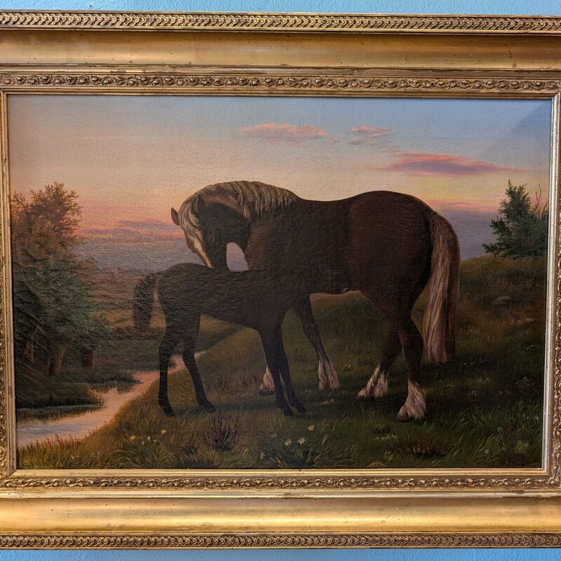 A Mare & Her Foal Oil, Denmark, 1880
34in x 26in