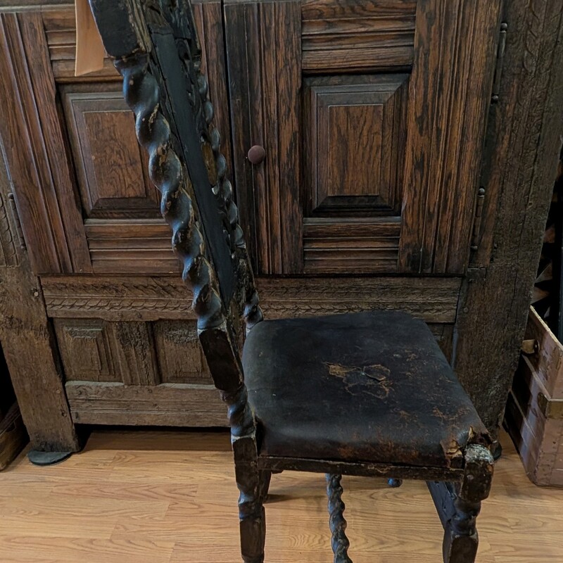 Spanish Renaissance, Side,  Antique<br />
19w x 15d x 46h