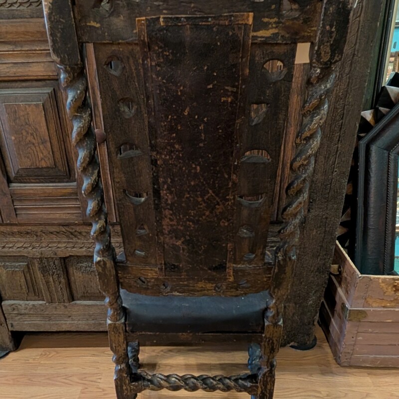 Spanish Renaissance, Side,  Antique<br />
19w x 15d x 46h