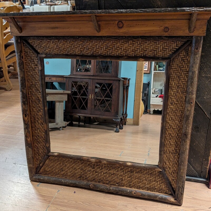 Hickory Mirror W/Shelf, Square
48w x 46h x 7d