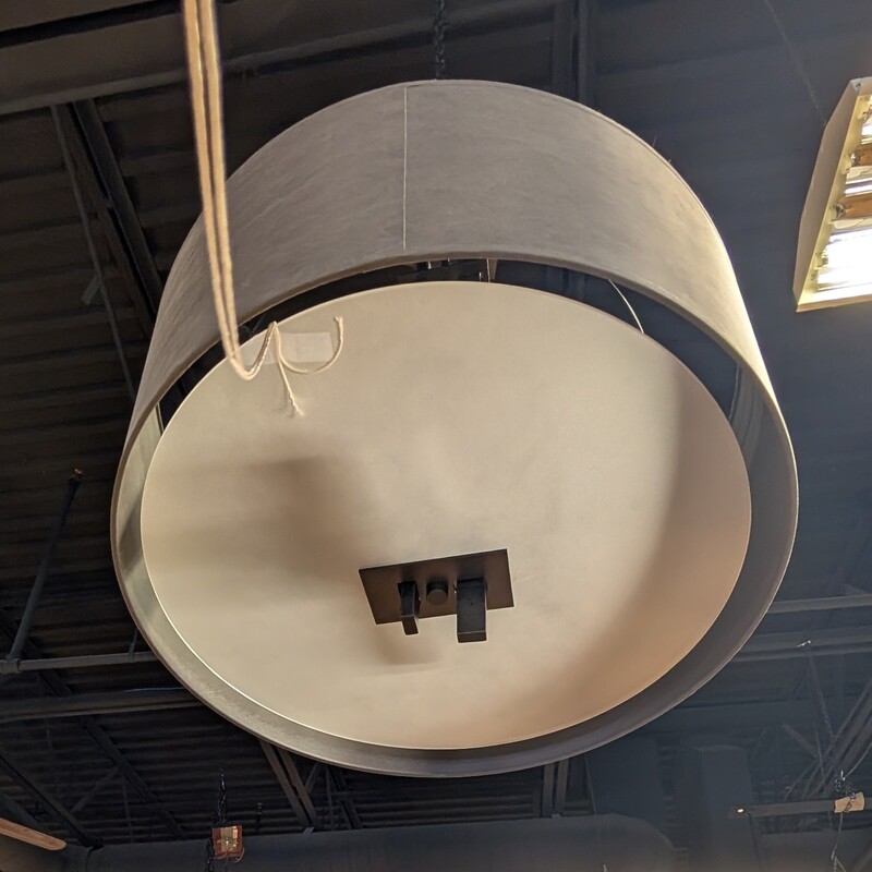 Hubbardton Forge Pendant, Metal, Fabric
22 round x 8.5h