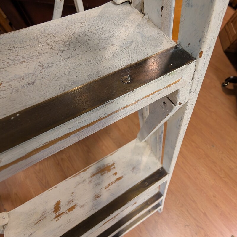 Vintage Ladder, White, Shabby with Metal Accent
13w x 41d x 68h