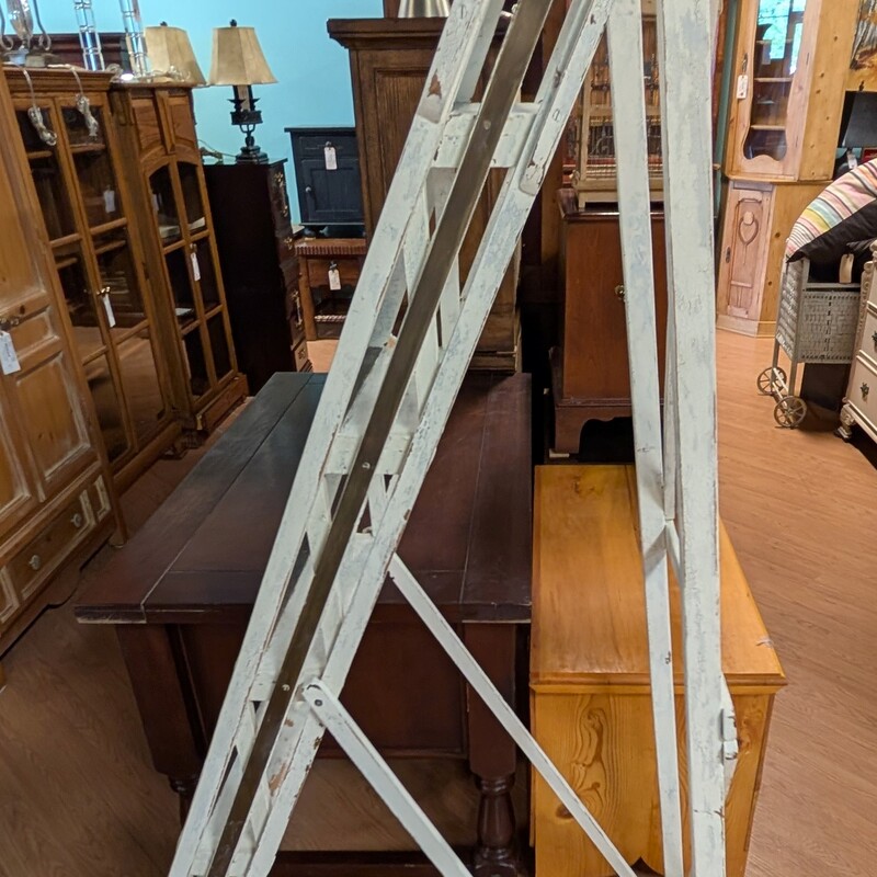 Vintage Ladder, White, Shabby with Metal Accent
13w x 41d x 68h