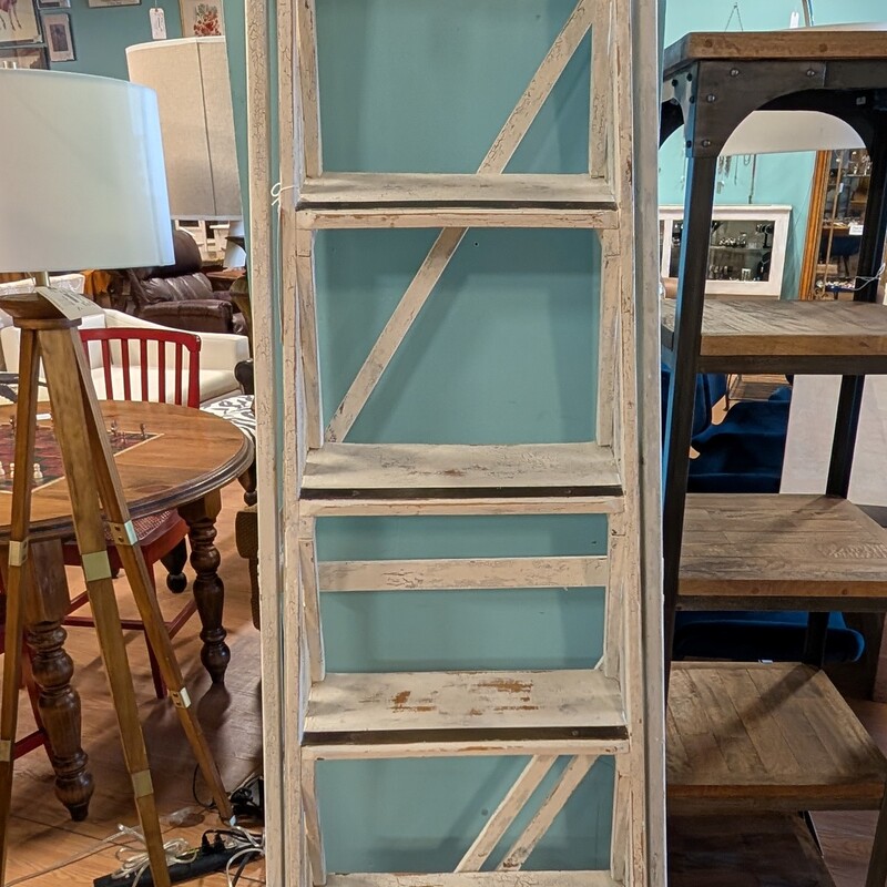 Vintage Ladder, White, Shabby with Metal Accent
13w x 41d x 68h