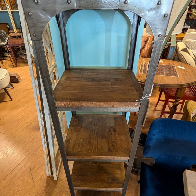 Wood & Metal Tower Shelf, Narrow, 4 Shelf
16.5 x 16.5 x 60h