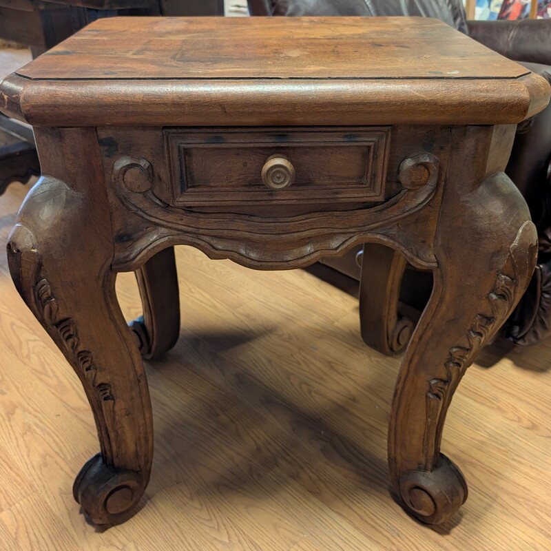 Carved Side Table, Heavy!, Drawer
24 x 20 x 26h