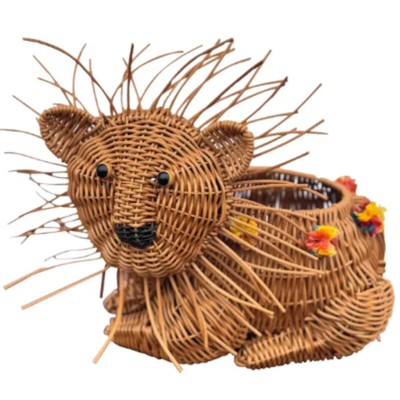 Wicker Lion Planter