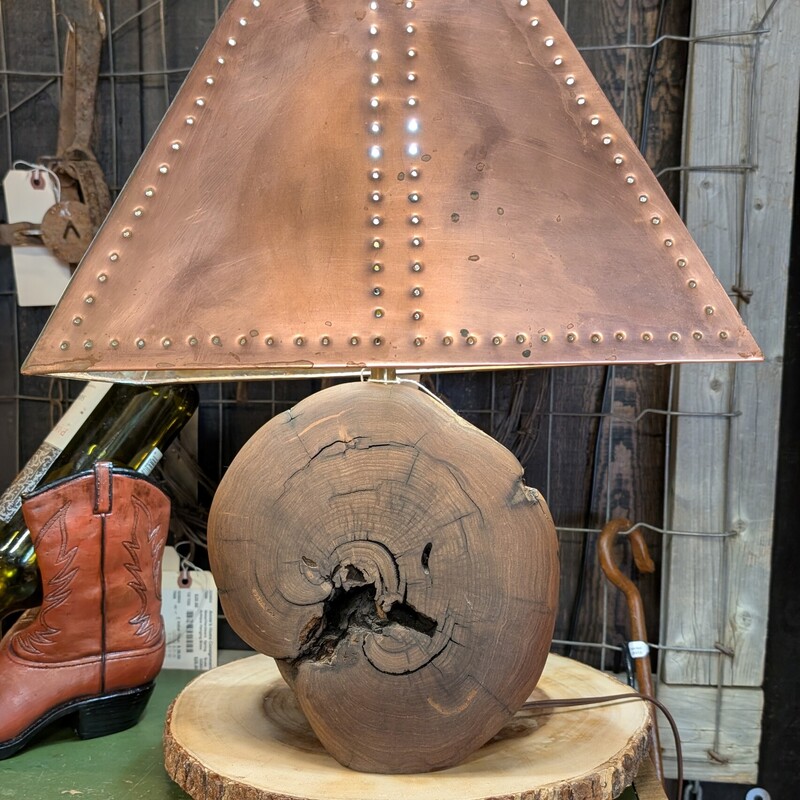 W. Kohler Burl Wood Table, Copper Shade
15w x 8d x 17h