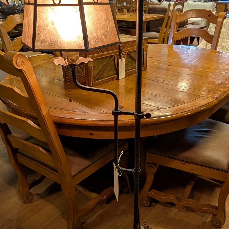 Vtg Arts & Crafts Floor, Mica Shade<br />
9w x 14d x 56h