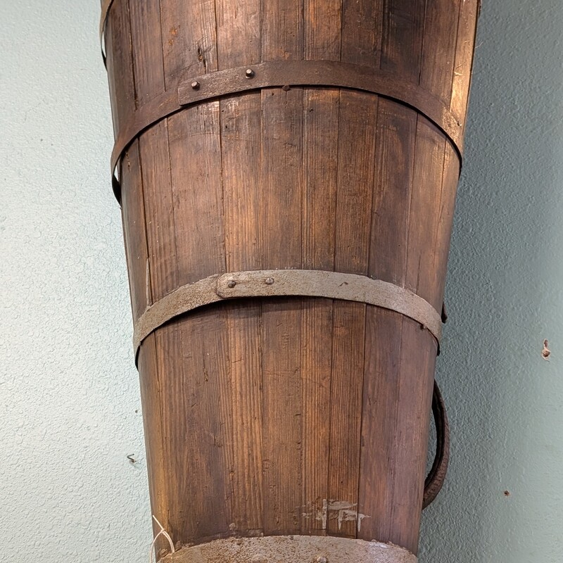 French Grape Hod 1900, Oak, Metal, Leather Straps
7-18w x 13d x 47h