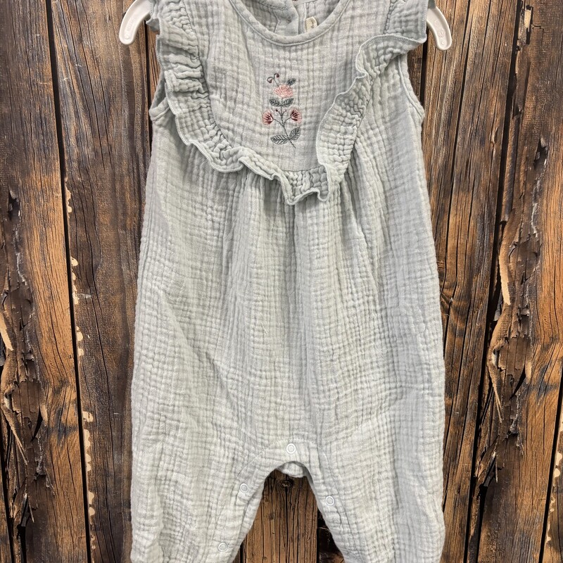 Green Floral Romper, Size: 3-6m