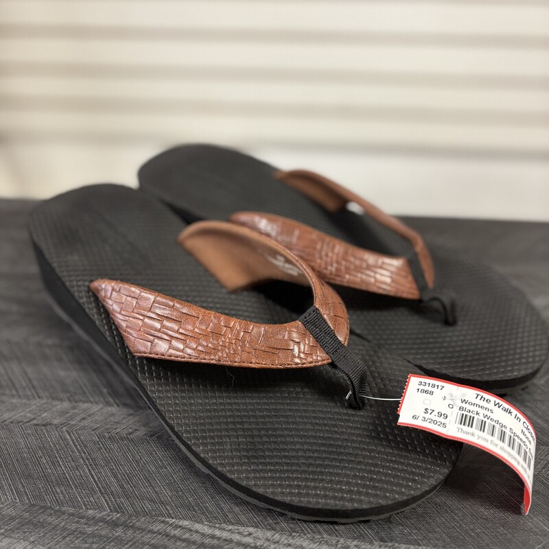 Black Wedge Speedo Sandals, Size: 10