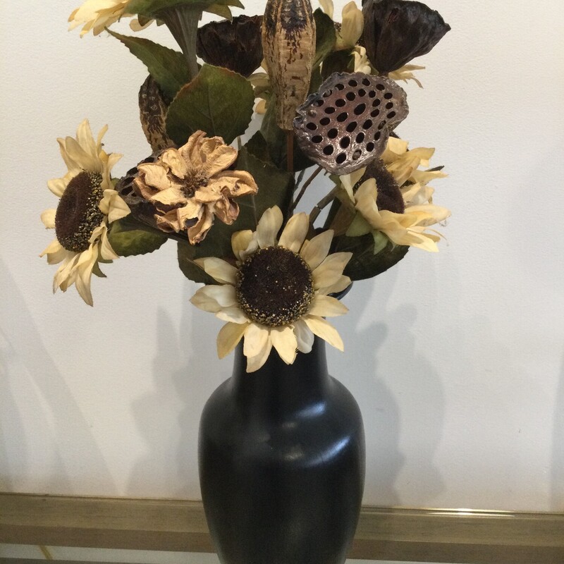 Faux Sunflowers & Vase,
Brown/Natural,
Size: 24 X 6 In