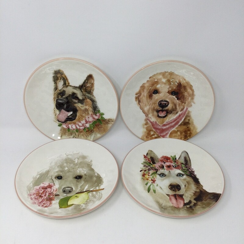 Pier 1 Dog Motif Side Plates,
Pink/Multi,
Size: Set Of 4