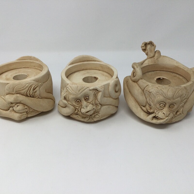 Monkey Candle Holder Set,
Sand,
Size: Set Of 3