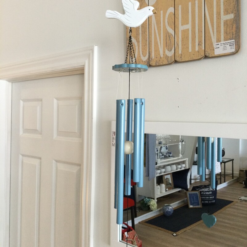 Bird Wind Chimes,
Blue/White,
Size: 35 In