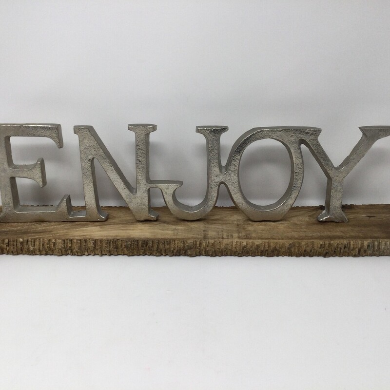 ENJOY Sculpture,
Silver/Brown,
Size: 26 X 4 In