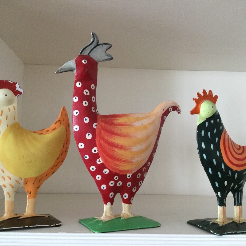 Metal Hen & Rooster Trio,
Multi,
Size: Set Of 3