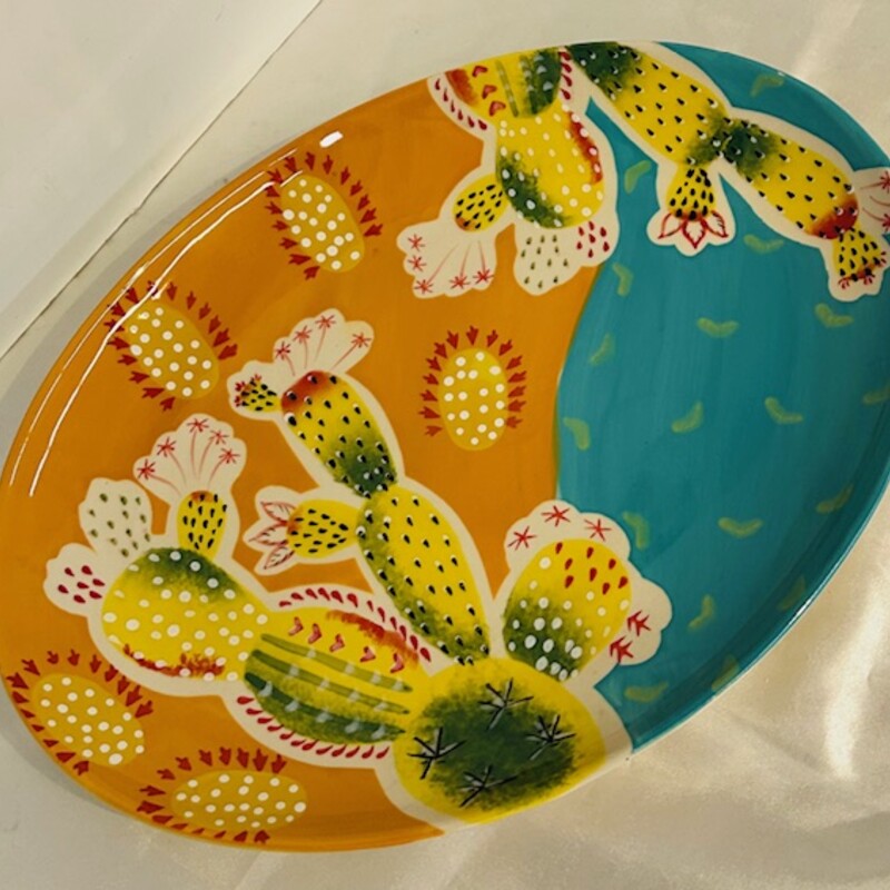 Oval Modern Cactus Platter
Blue Orange Yellow Green Size: 13 x 10W