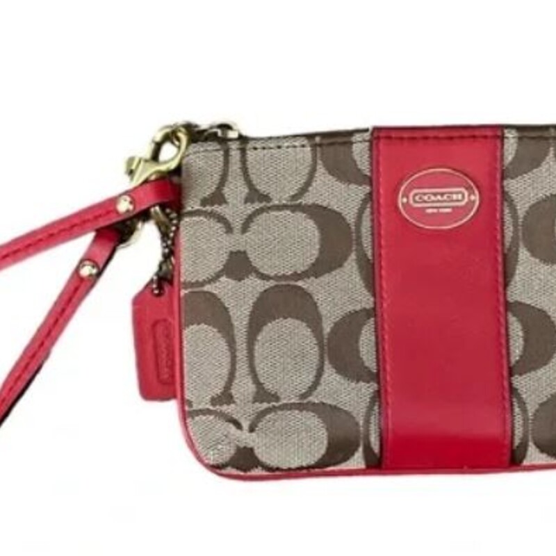 Coach Signature Wristlet
Tan and Red
Size: 6x4.5H